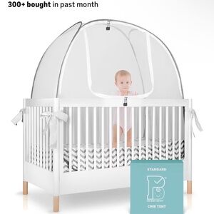 White Crib with Safety Tent